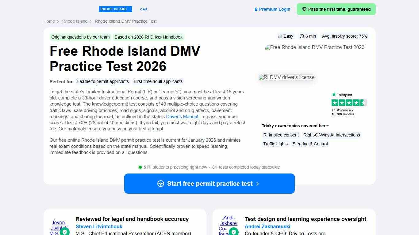 FREE Rhode Island DMV Practice Test 2026 RI