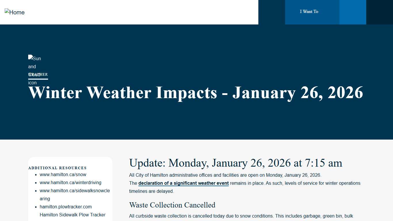 Winter Weather Impacts - January 26, 2026 City of Hamilton